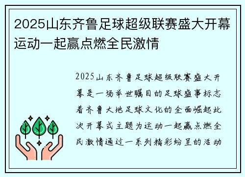 2025山东齐鲁足球超级联赛盛大开幕运动一起赢点燃全民激情